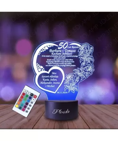 Lampka Nocna 3D LED LAMP Prezent na 50 Rocznicę Ślubu Razem