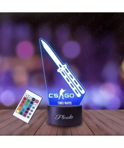 Lampka Nocna 3D LED LAMP Counter Strike CS Go Butterfly Knife
