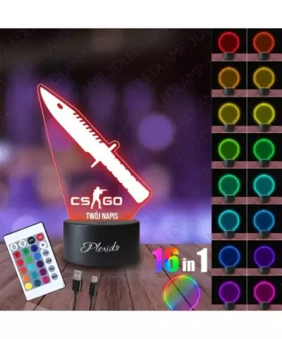 Lampka Nocna 3D LED LAMP Counter Strike CS Go Bayonet Knife