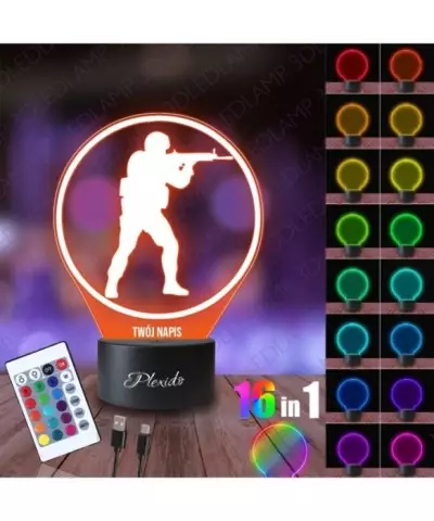 Lampka Nocna 3D LED LAMP Counter Strike CS Gracz