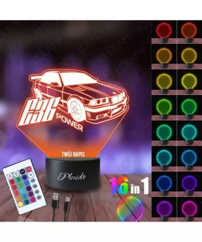 Lampka Nocna 3D LED LAMP Samochód BMW E36 M3 Power