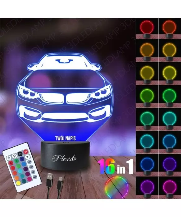 Lampka Nocna 3D LED LAMP Samochód BMW M4 F82