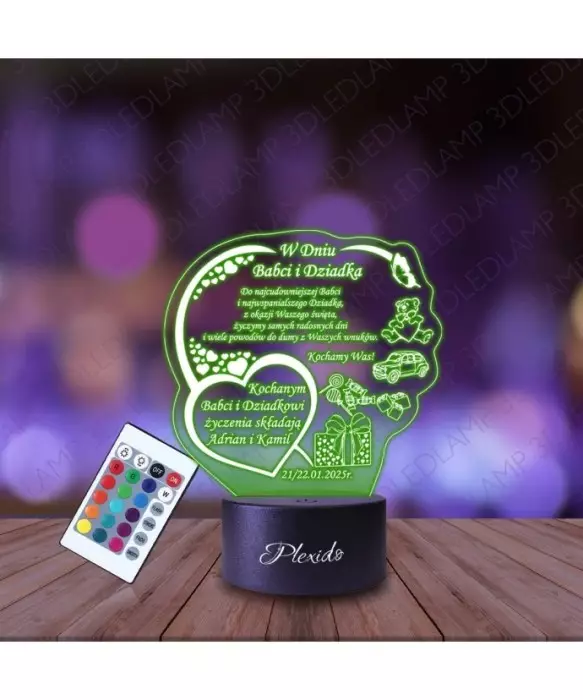 Lampka Nocna 3D LED Lamp Dzień Babci i Dziadka Życzenia