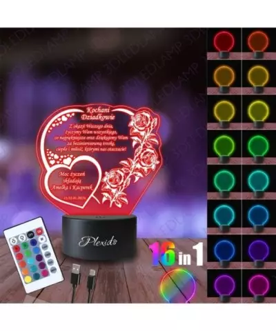 Lampka Nocna 3D LED Lamp Kochani Dziadkowie