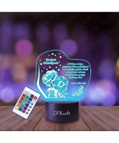 Lampka Nocna 3D LED Lamp Kochani Dziadkowie Życzenia