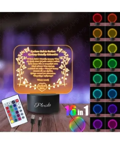 Lampka Nocna 3D LED Lamp Kochanej Babci Kochanemu Dziadkowi