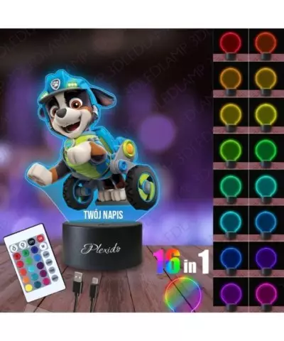 Lampka Nocna 3D LED LAMP z Nadrukiem UV Psi Patrol Rex