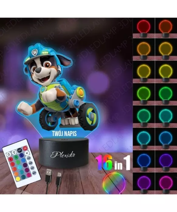 Lampka Nocna 3D LED LAMP z Nadrukiem UV Psi Patrol Rex