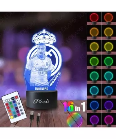 Lampka Nocna 3D LED LAMP Piłka Nożna Kylian Mbappe Real Madryt