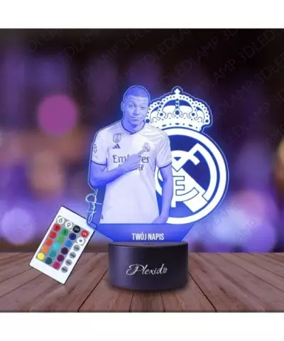 Lampka Nocna 3D LED LAMP Piłka Nożna Mbappe Real Madryt