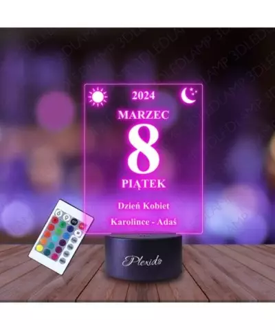 Lampka Nocna 3D LED LAMP Prezent na Dzień Kobiet