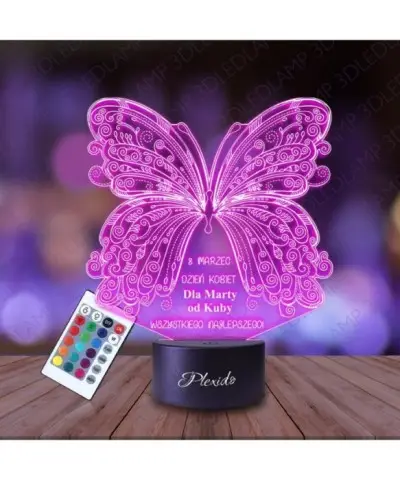 Lampka Nocna 3D LED LAMP Prezent na Dzień Kobiet Życzenia Motyl
