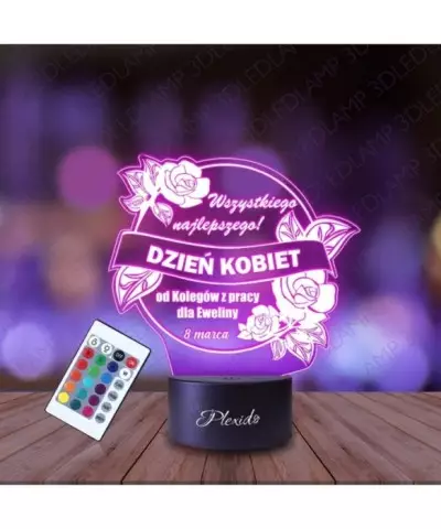 Lampka Nocna 3D LED LAMP Prezent na Dzień Kobiet Kwiaty