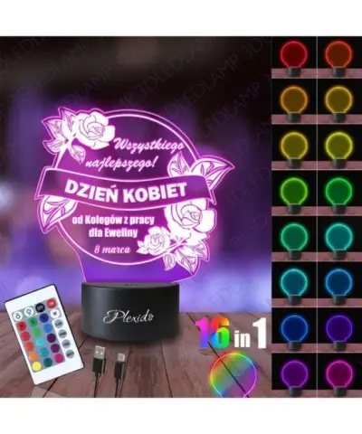 Lampka Nocna 3D LED LAMP Prezent na Dzień Kobiet Kwiaty 2
