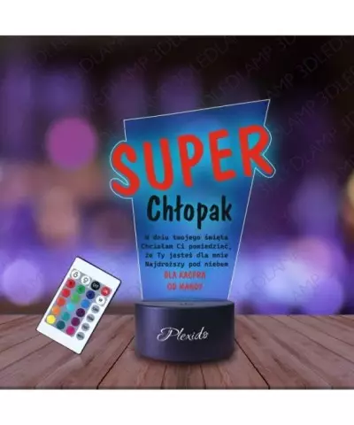 Lampka Nocna 3D LED LAMP z Nadrukiem UV Prezent na Dzień Mężczyzny dla Chłopaka Męża