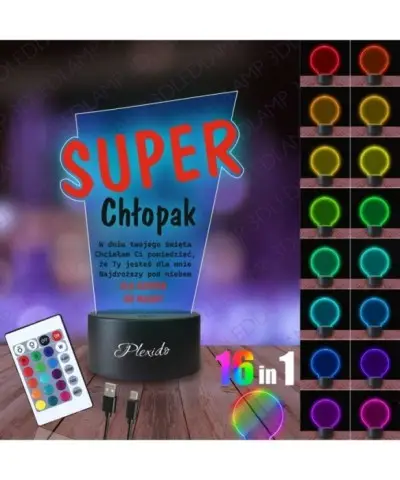 Lampka Nocna 3D LED LAMP z Nadrukiem UV Prezent na Dzień Mężczyzny dla Chłopaka Męża 2