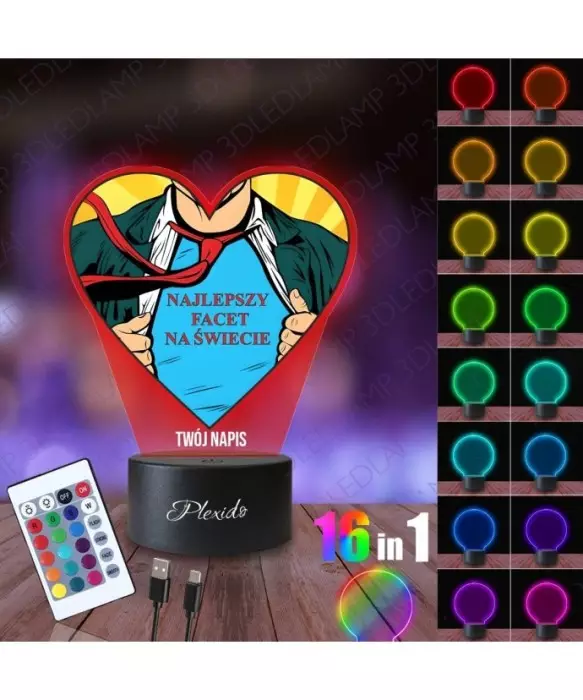 Lampka Nocna 3D LED LAMP z Nadrukiem UV Prezent na Dzień Mężczyzny Najlepszy Facet 2