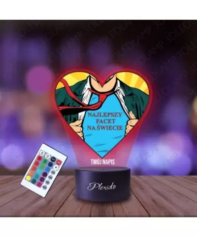 Lampka Nocna 3D LED LAMP z Nadrukiem UV Prezent na Dzień Mężczyzny Najlepszy Facet