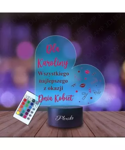 Lampka Nocna 3D LED LAMP z Nadrukiem UV Prezent na Dzień Kobiet Serce