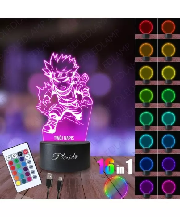 Lampka Nocna 3D LED LAMP Dla fana Anime Naruto Chibi 2