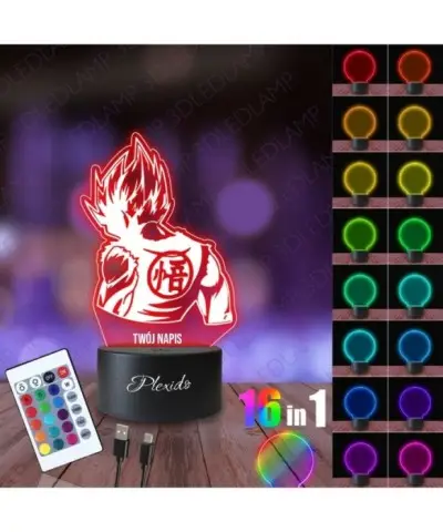 Lampka Nocna 3D LED LAMP Prezent dla fana Anime Dragon Ball Super Saiyan Goku 2