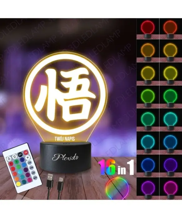 Lampka Nocna 3D LED LAMP Prezent dla fana Anime Dragon Ball Goku Symbol 2