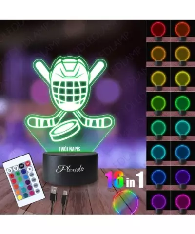Lampka Nocna 3D LED LAMP Sport Hokej Kije Kask 2