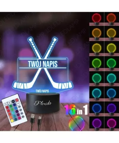 Lampka Nocna 3D LED LAMP Hobby Sport Hokej Kije Hokejowe 2