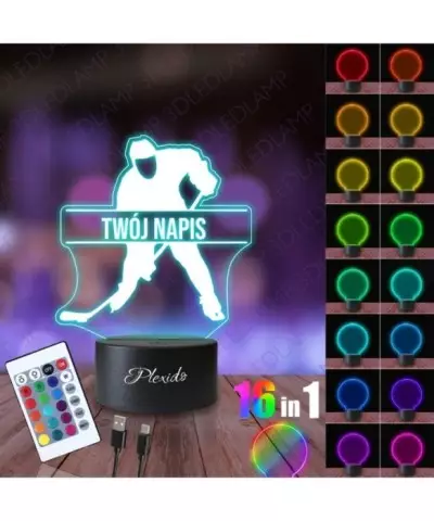 Lampka Nocna 3D LED LAMP Hokej Zawodnik Hokeja 2