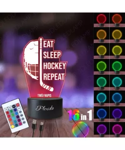 Lampka Nocna 3D LED LAMP Hokej Kij Kask 2