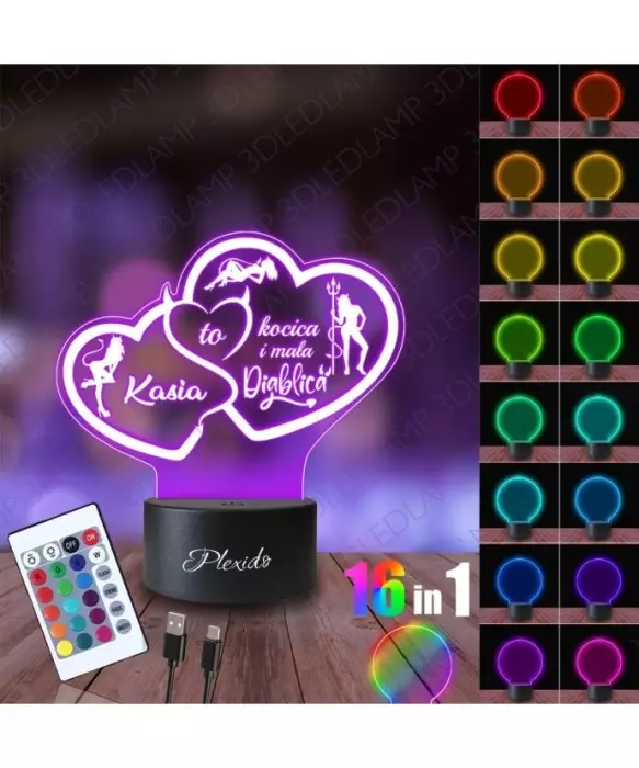 Lampka Nocna 3D LED LAMP Prezent na Dzień Kobiet dla Dziewczyny Diablica 2