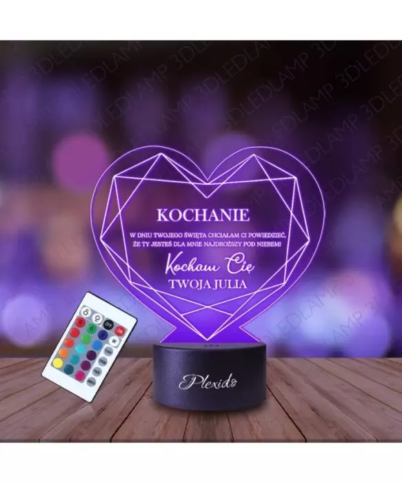 Lampka Nocna 3D LED LAMP Prezent Dzień Mężczyzny Kochanie Serce