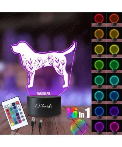 Lampka Nocna 3D LED LAMP Pies Lablador Kwiaty 2