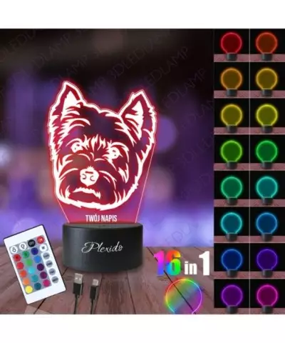 Lampka Nocna 3D LED LAMP Pies York Terier 2