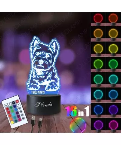 Lampka Nocna 3D LED LAMP Pies Yorkshire Terier 2