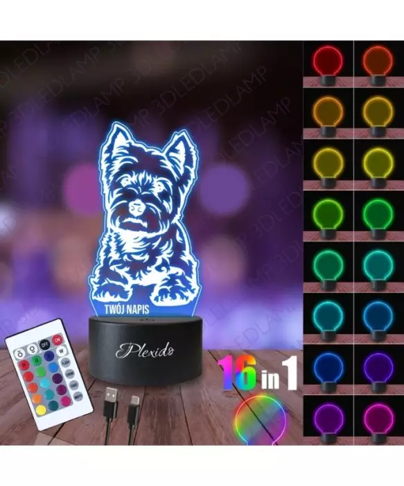 Lampka Nocna 3D LED LAMP Pies Yorkshire Terier 2