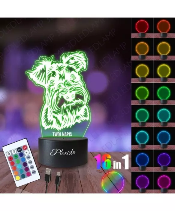 Lampka Nocna 3D LED LAMP Pies Sznaucer Miniaturowy 2