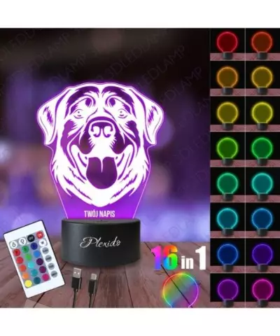 Lampka Nocna 3D LED LAMP Pies Rottweiler 2