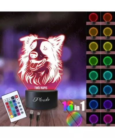 Lampka Nocna 3D LED LAMP Pies Border Collie 2