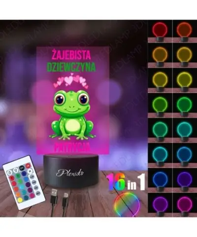 Lampka Nocna 3D LED LAMP z Nadrukiem UV Prezent na Dzień Kobiet Urodziny Żabka 2