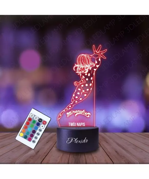 Lampka Nocna 3D LED LAMP Bajka Miraculus Biedronka Marinette