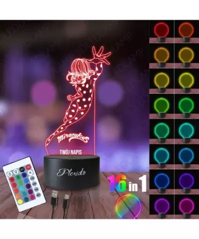 Lampka Nocna 3D LED LAMP Bajka Miraculus Biedronka Marinette 2