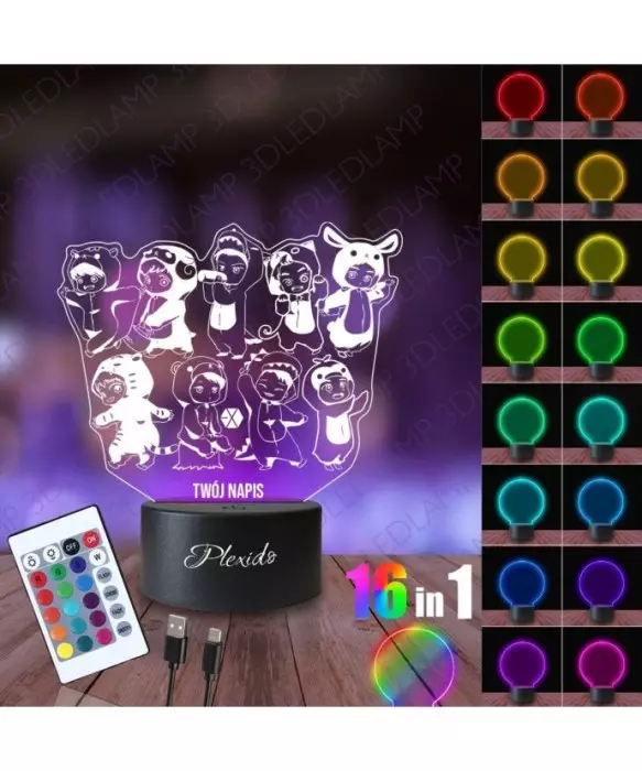 Lampka Nocna 3D LED LAMP K-Pop EXO Chibi 2