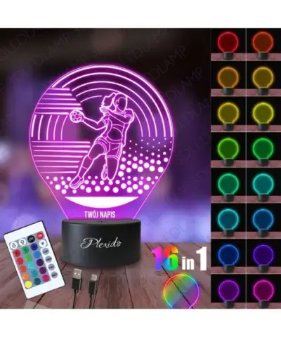 Lampka Nocna 3D LED LAMP Sport Piłka Ręczna Szczypiornistka 2