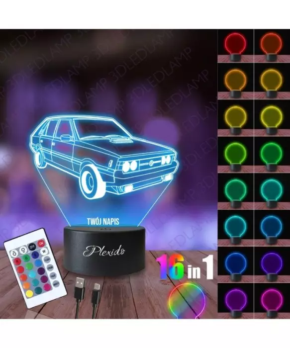 Lampka Nocna 3D LED LAMP Prezent dla Fana Motoryzacji Samochód Polonez 2