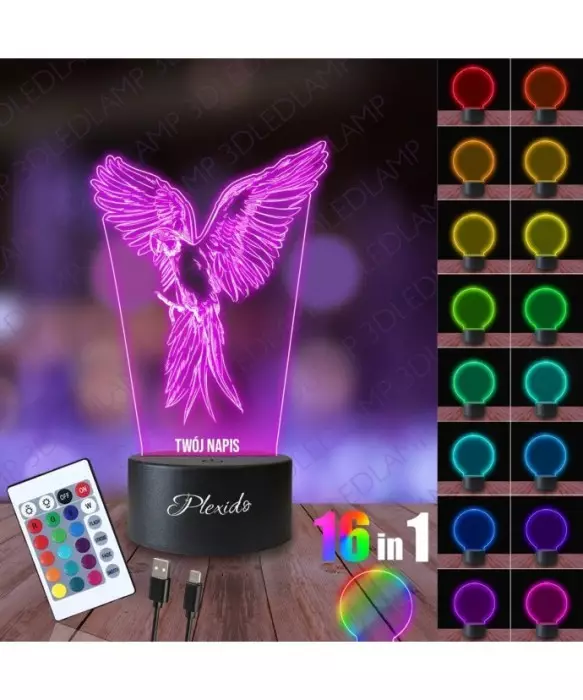 Lampka Nocna 3D LED LAMP Ptak Papuga 2
