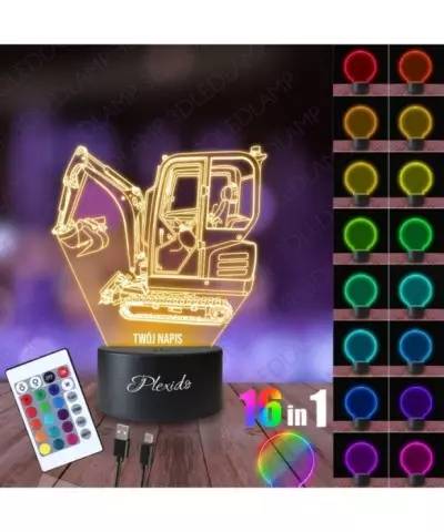 Lampka Nocna 3D LED LAMP Maszyna Koparka Ładowarka 2