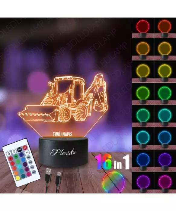 Lampka Nocna 3D LED LAMP Koparka Ładowarka 2