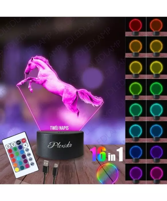 Lampka Nocna 3D LED LAMP Prezent Koń Konik Skok 2
