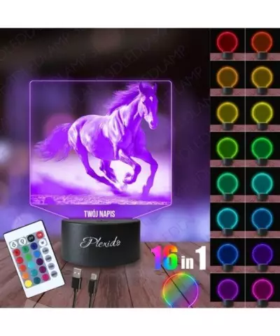 Lampka Nocna 3D LED LAMP Prezent Koń Konik Galop 2